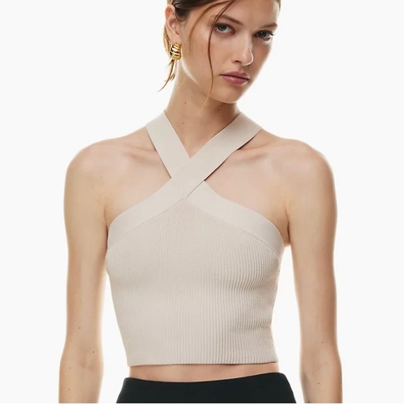 Babaton Tops - Aritzia Babaton Sculpt Knit Criss Cross Cropped Tank